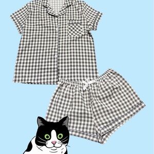 Classic Gray Gingham Short Pajama Set - Women